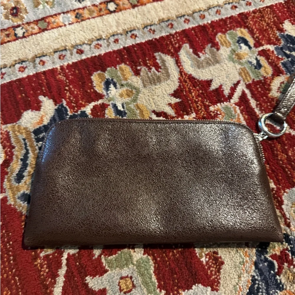 Kate Spade New York Crushed Leather Clutch Wristlet Brown Rare - Picture 4 of 7